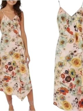 Topshop Star Power Ruffle Wrap Slip Dress pink midi dress floral Graduation